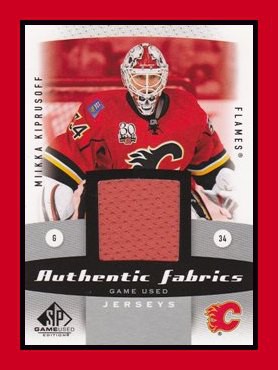 2010-11 SP Game Used #AF-KI Miikka KIPRUSOFF Authentic Fabrics