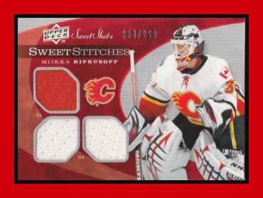 2007-08 Sweet Shot #SST-KP Miikka KIPRUSOFF 158/299 Sweet Stitches Triples