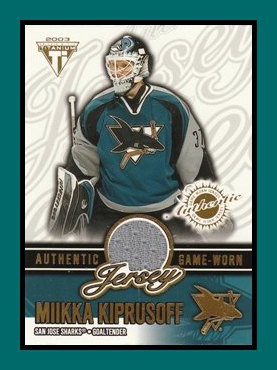 2002-03 Titanium #61 Miikka KIPRUSOFF 0366/1203 Authentic Game-Worn Jersey